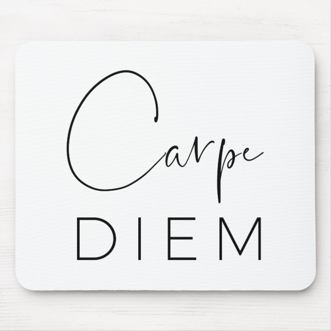 CARPE DIEM | Black Hand Lettered Script Typography Mouse Mat (Front)