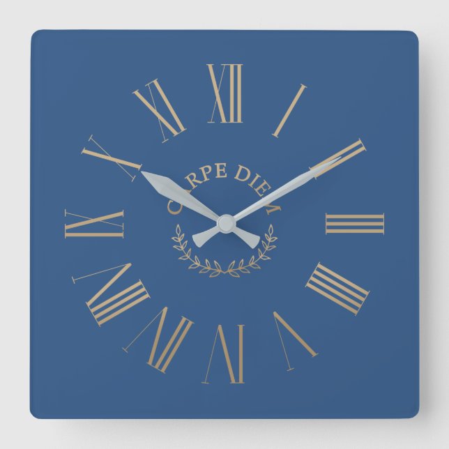 Carpe Diem Blue Acrylic Wall Clock (Front)