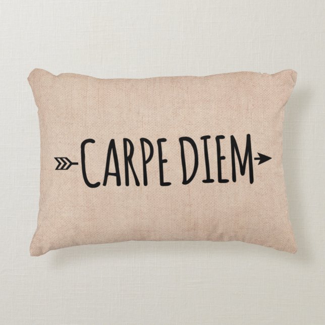 Carpe Diem Boho Arrow on Beige Decorative Cushion (Front)
