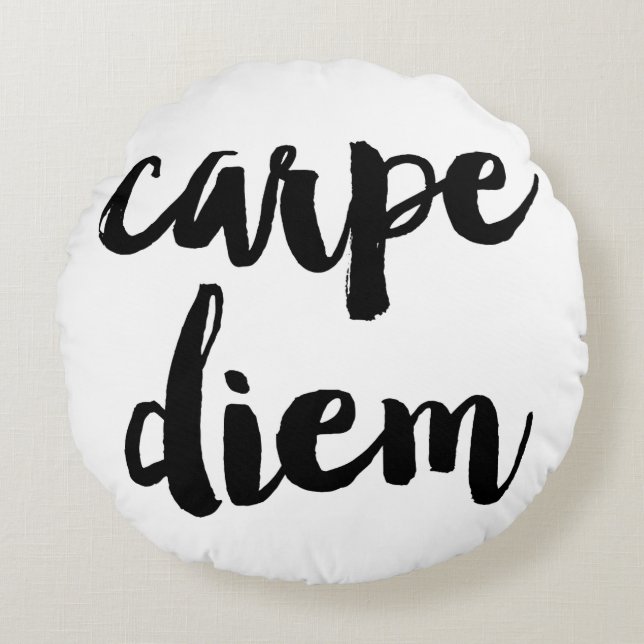 Carpe Diem Brush Typography Statement Pillow (Front)