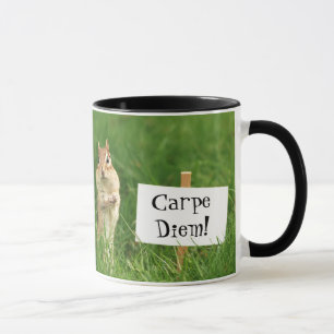 Carpe Diem! Chipmunk with Sign Mug