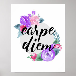 Carpe Diem - Flower - White Poster