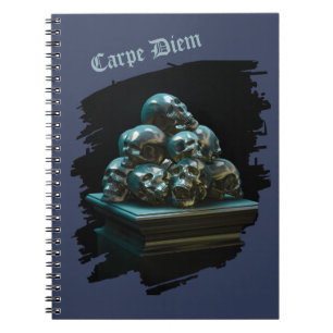 Carpe Diem. Group of metallic skulls Notebook