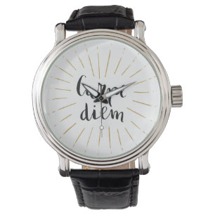 Carpe Diem Hand-lettered Typography Design Watch