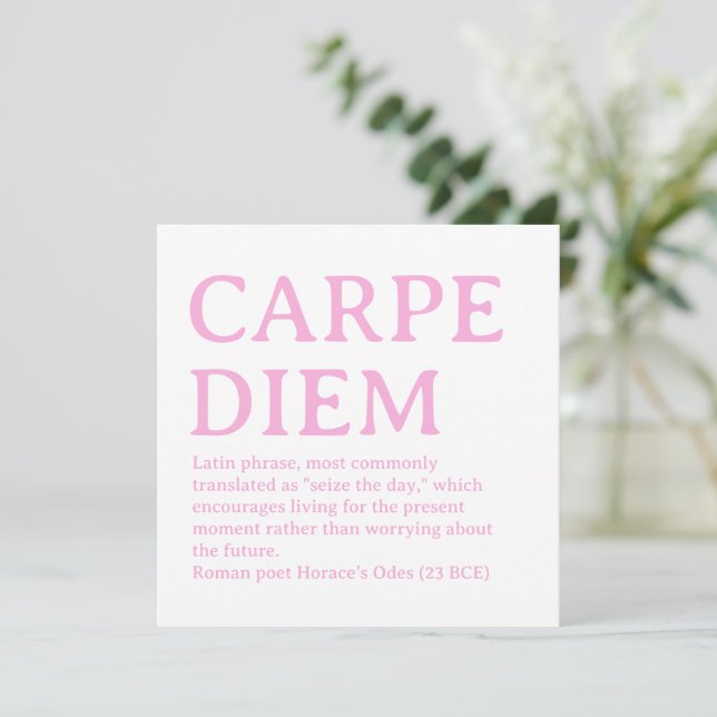 Carpe Diem latin quote Holiday Card (Standing Front)