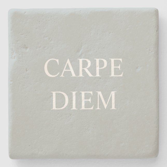 Carpe Diem Latin Quote Stone Coaster - Grey (Front)
