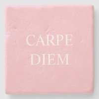 Carpe Diem Latin Quote Stone Coaster - Pink