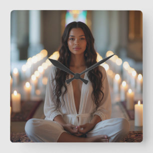 CARPE DIEM - Meditation - Yoga Square Wall Clock