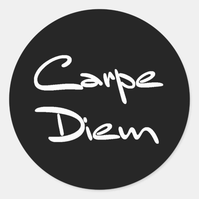 CARPE DIEM Modern Cool Text Classic Round Sticker (Front)