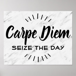 Carpe Diem Motivational Quote Saying Modern Marble Poster