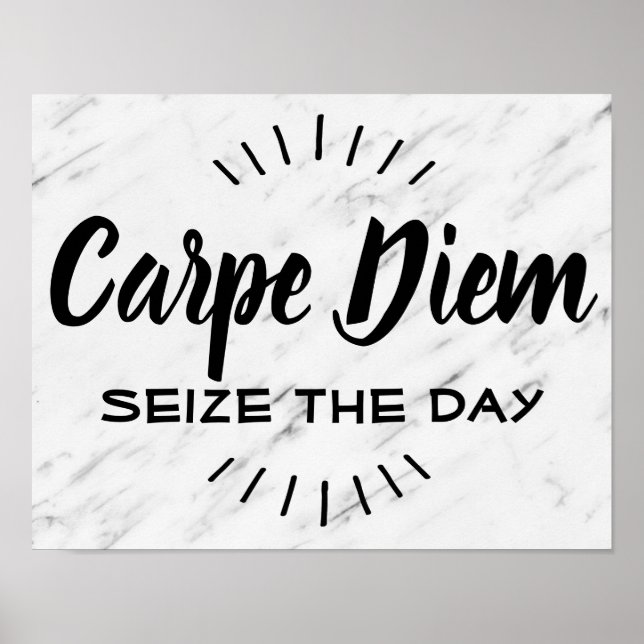 Carpe Diem Motivational Quote Saying Modern Marble Poster (Front)