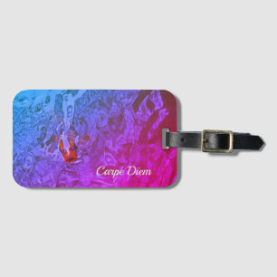 Carpe Diem Pond Fish Fun Photograph Luggage Tag