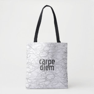 carpe diem quote tote bag abstract design