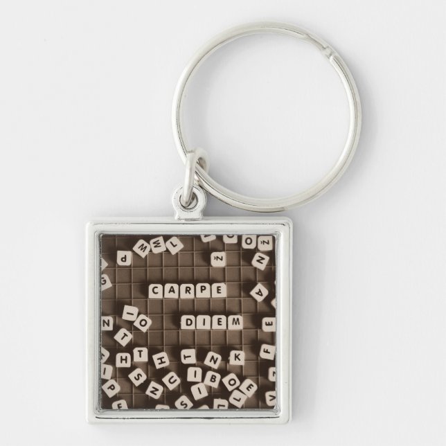 Carpe Diem Scrambled Letter Tiles Key Ring (Front)