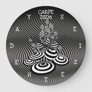 Carpe Diem seize the day Magic Mushroom. Large Clock