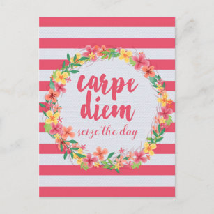Carpe Diem / Seize The Day Pink Quote Postcard