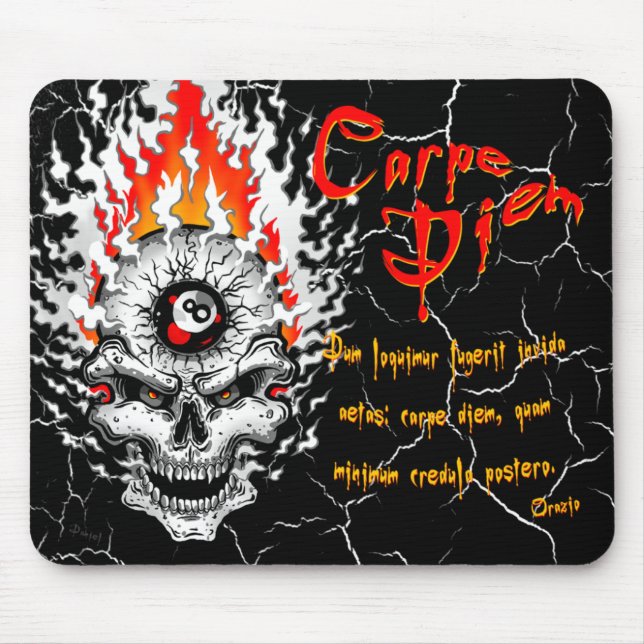 Carpe Diem Skull Mouse Mat (Front)