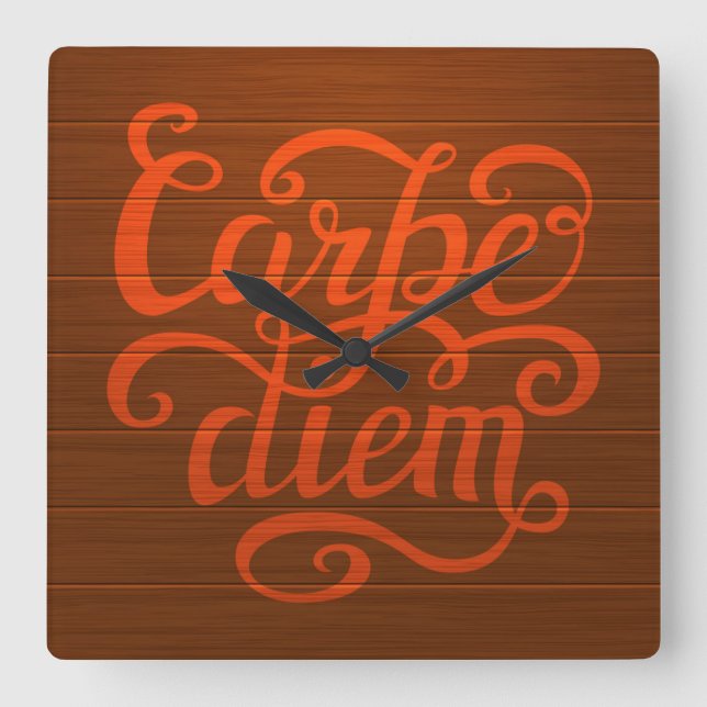 Carpe Diem' Square Wall Clock (Front)