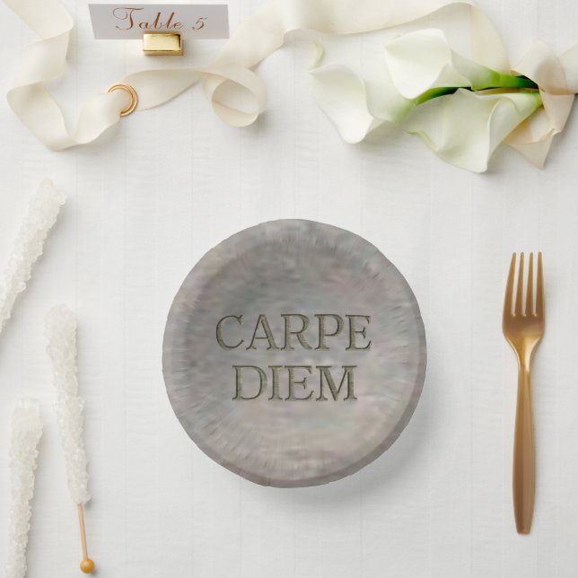 Carpe Diem Stone paper bowls Paper Plate (Wedding)