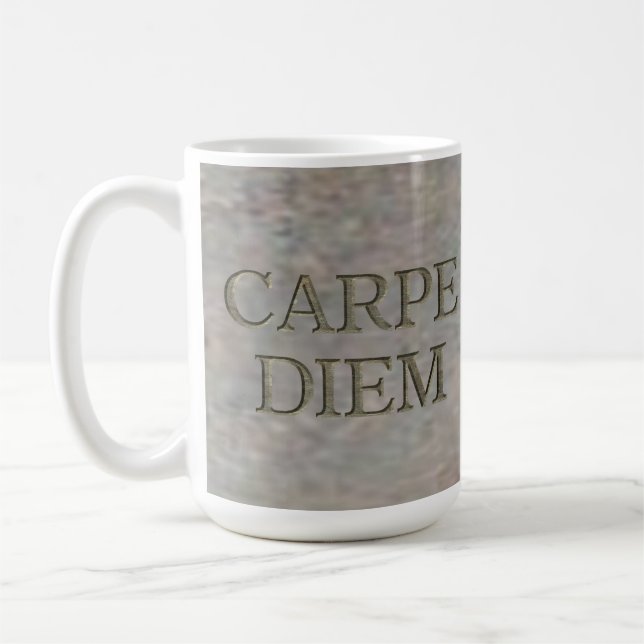 Carpe Diem Stone white mug (Left)