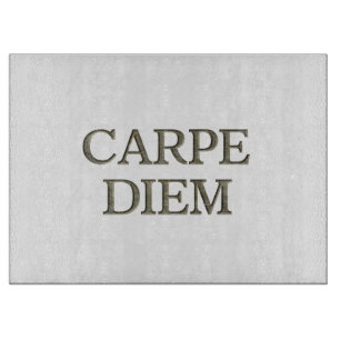 Carpe Diem white glass cutting board