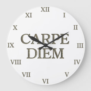 Carpe Diem white wall clock roman numerals
