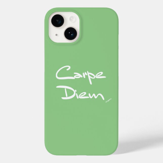 CARPE DIEMGreen White Typography Cool iPhone Case (Back)