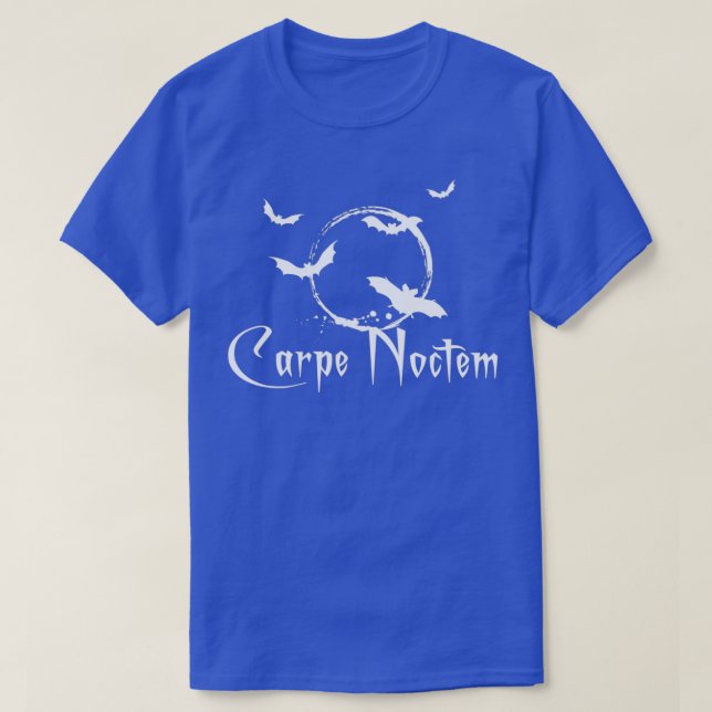 Carpe noctem seize the night white text T-Shirt (Design Front)