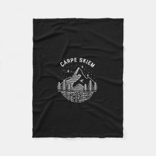 Carpe Skiem Winter Sports Ski T Shirt Fleece Blanket
