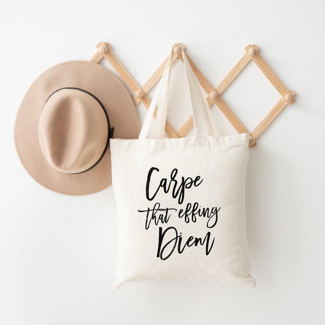 Carpe That Effing Diem Brush Lettered Tote Bag (Creator Uploaded)