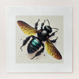 Carpenter Bee Dorsal View 010924IREF226 - Watercol Jigsaw Puzzle
