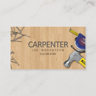 Carpenter Business Card Hammer Measure Tape Nails