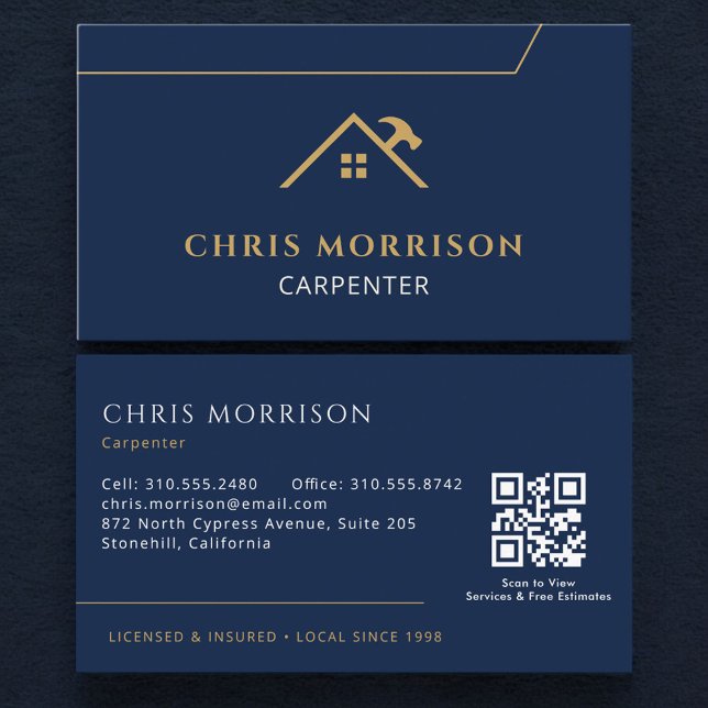 Carpenter Carpentry Contractor QR Code Business Card (Creator Uploaded)