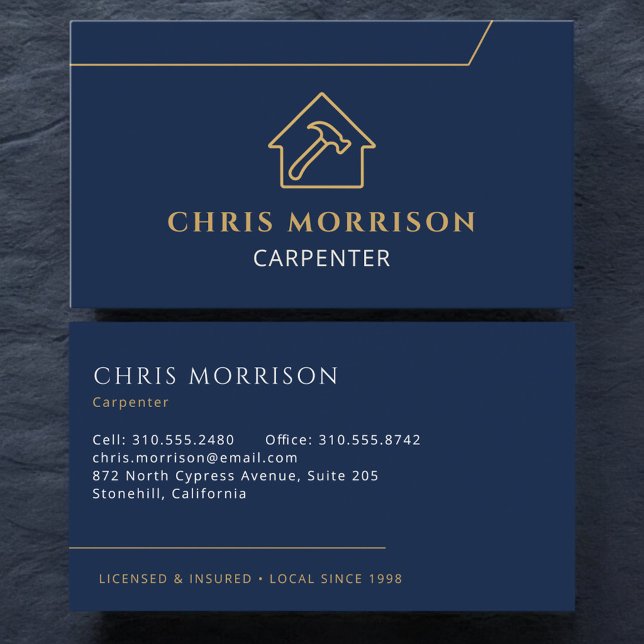 Carpenter Carpentry House Hammer Icon Business Card (Creator Uploaded)