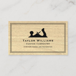 Carpenter Carpentry Rustic Wood Wooden Hand Plane Business Card