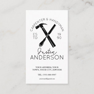 Carpenter carpentry services small business joiner business card