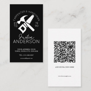 Carpenter carpentry services small business joiner business card