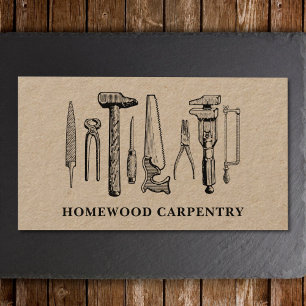 Carpenter Carpentry Tools Rustic Vintage Kraft Business Card
