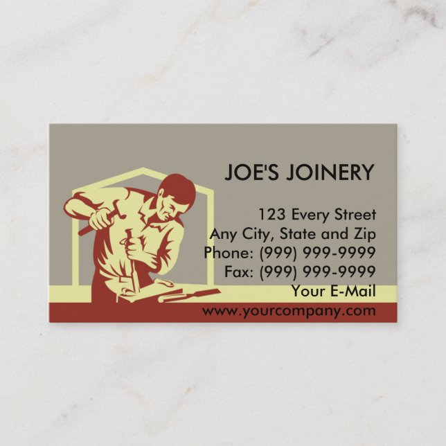 carpenter carving with chisel business card (Front)