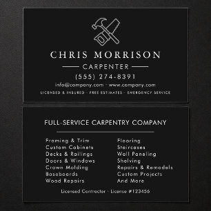 Carpenter Construction Black Silver Business Card