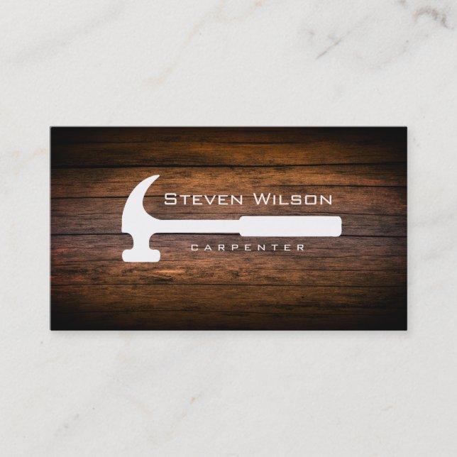 Carpenter Construction Professional Tool Wood Business Card (Front)