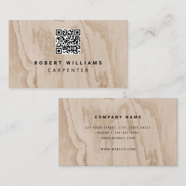 Carpenter Construction QR Code Business Card (Front/Back)