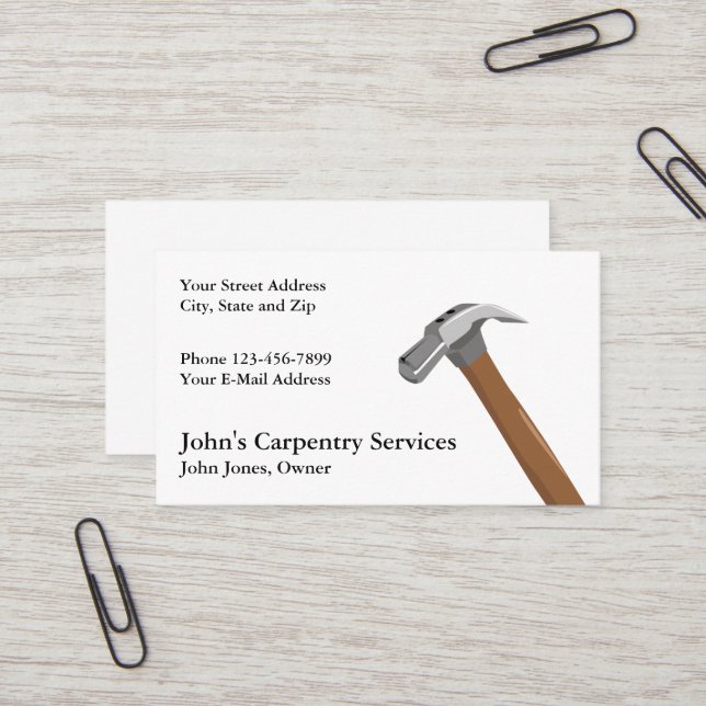 Carpenter Contractor Construction Business Card (Front/Back In Situ)