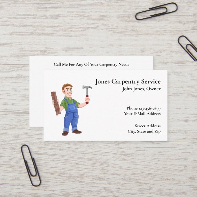 Carpenter Contractor Construction Business Card (Front/Back In Situ)