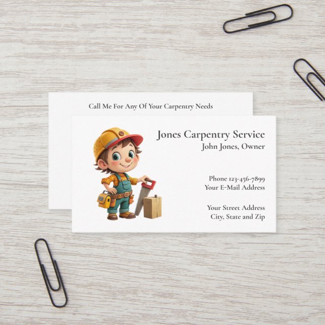 Carpenter Contractor Construction Business Card (Front/Back In Situ)