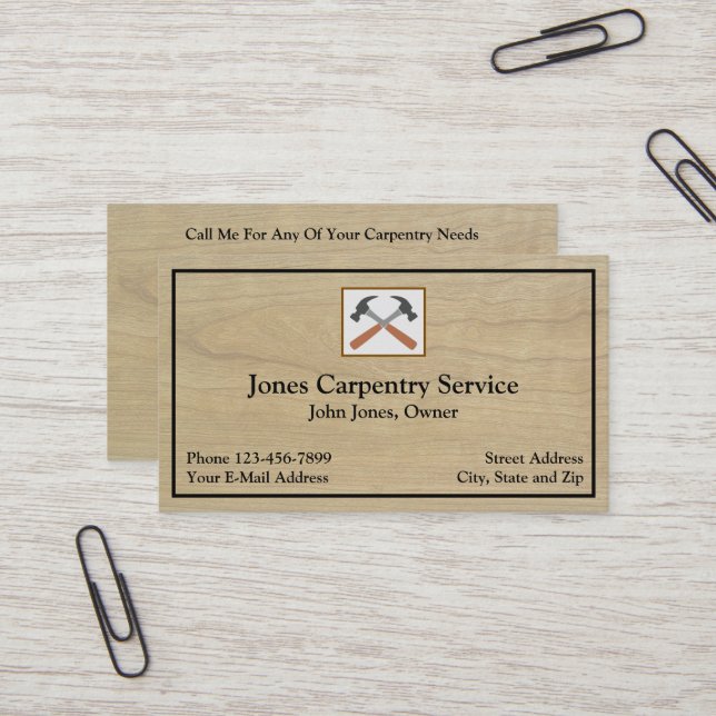 Carpenter Contractor Construction Business Card (Front/Back In Situ)