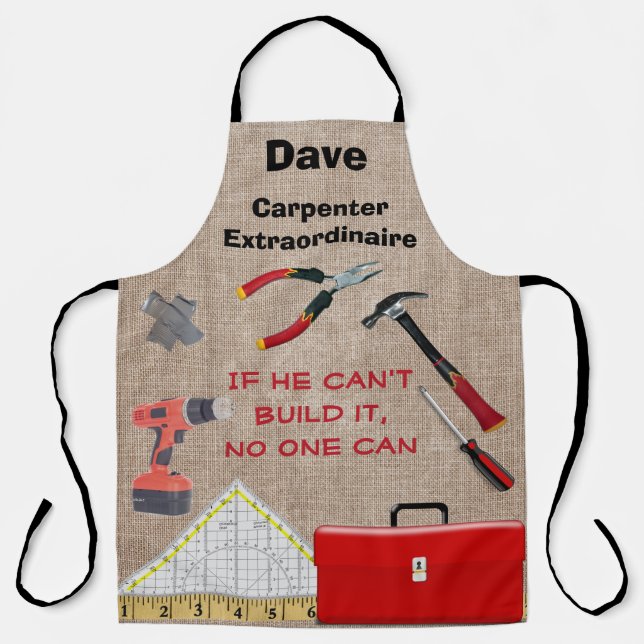 Carpenter Extraordinaire Tools Monogrammed Apron (Front)