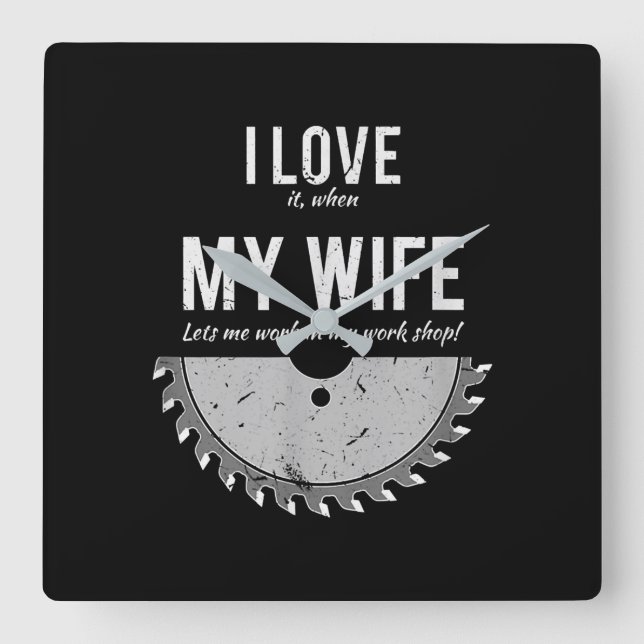 Carpenter  Funny Wood Working Gift Christmas Square Wall Clock (Front)