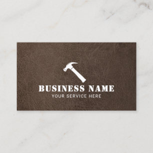 Carpenter Hammer Logo Professional Leather Texture Business Card