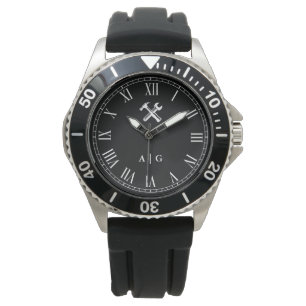 Carpenter   Handyman Custom Initials Roman Numeral Watch